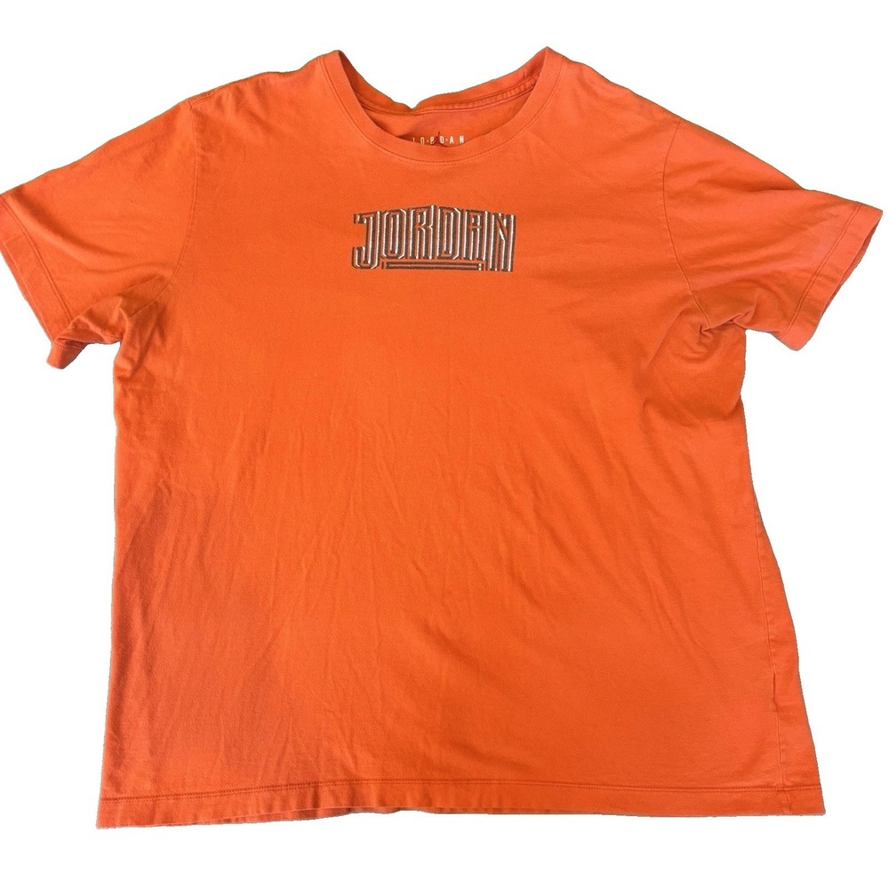 Jordan Men's XL Orange Graphic T Shirt Jumpman Crew Neck Short Sleeve Cotton